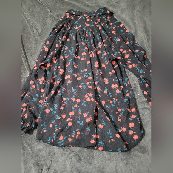 Lane Bryant blouse size 18/20 Black Rose LongSleeve Clip Dot sheer Chiffon top - Picture 8 of 8